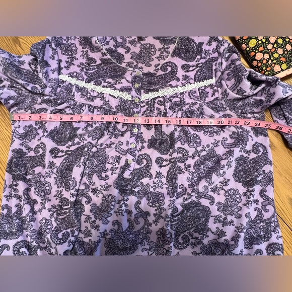 Secret Treasures | Purple Paisley Fleece Lace Trim Midi Sleep-shirt/Gown| 2X 🍆 - Picture 9 of 13